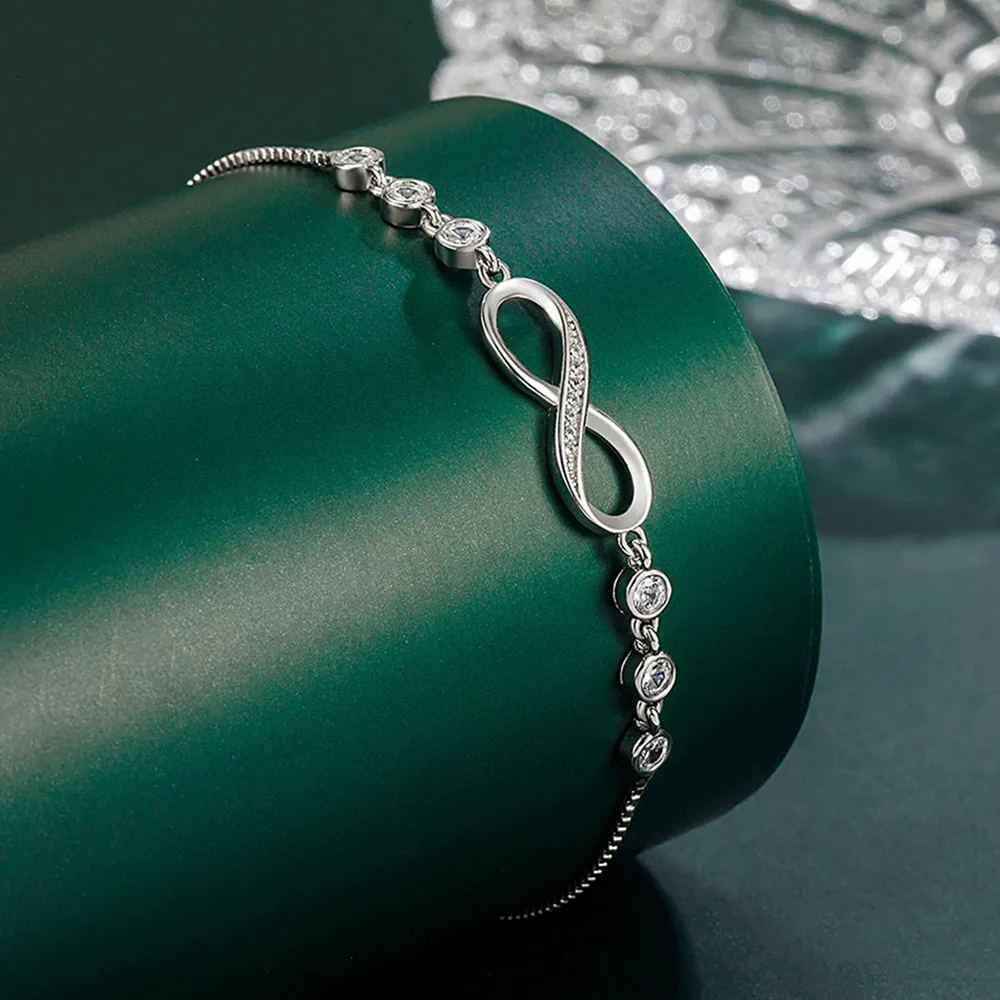 سوار من الفضة الإسترليني عيار 925 رائع وأنيق للنساء، مجوهرات هدايا ساحرة لحفلات الزفاف والحفلات #2