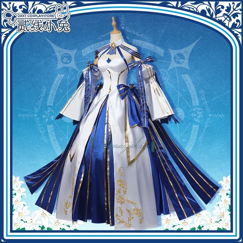 

Game FGO Fate/Grand Order Arcueid Princess Cosplay Costume Extra-long Golden Wig Gorgeous Long Dress Halloween Party Full Set
