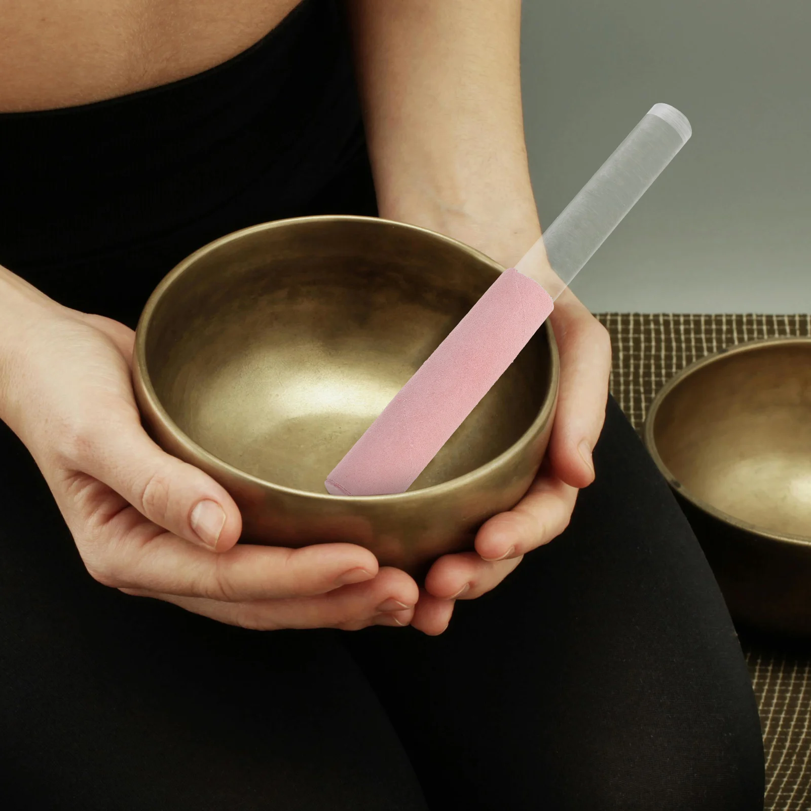 

Crystal Bowl Music Stick Sound Striker Mallet Pink Rubber Singing Rod Meditation Portable Lightweight Practical Convenient