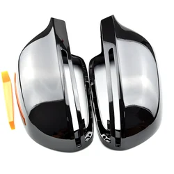 Bright black full replacement with clips car door side mirrors caps rearview mirror cover for Audi A4 A5 B8 A3 8P A6 C6 Q3