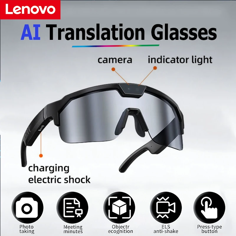 

Lenovo Q01 Smart Glasses 8MP Camera Outdoor Cycling Sports Sunglasses with HD Video Recording Bluetooth Audio Sunglasses