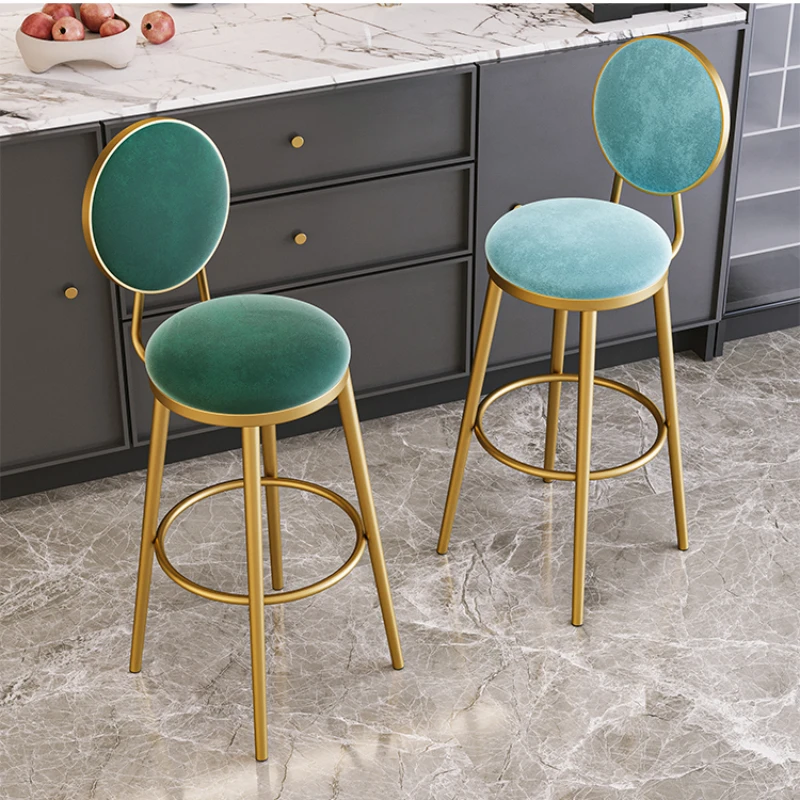 Silla de Bar de refuerzo de terciopelo europeo, taburete redondo de isla de cocina, Sillas de salón Para Comedor, muebles Para el hogar