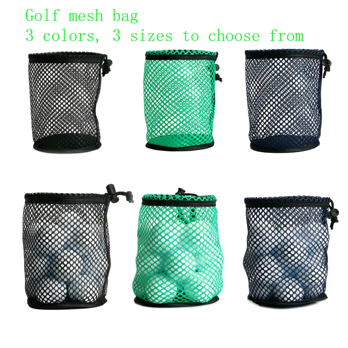 Golf Balls Bag Golf Ball Organizer for 12/25/50 Balls, Golf Ball Container, Drawstring Nylon Mesh Bag, Golf Storage Supplies