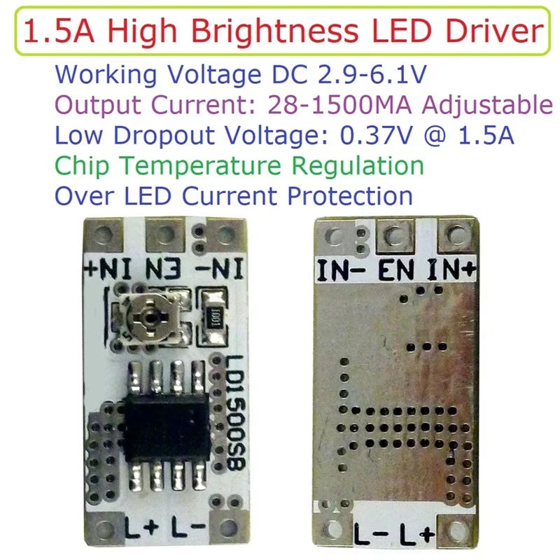 4PCS DC 3-6V 28-1500mA Adjustable Output Current LED Driver Module PWM Controller DC-DC Constant Current Converter-ELEC