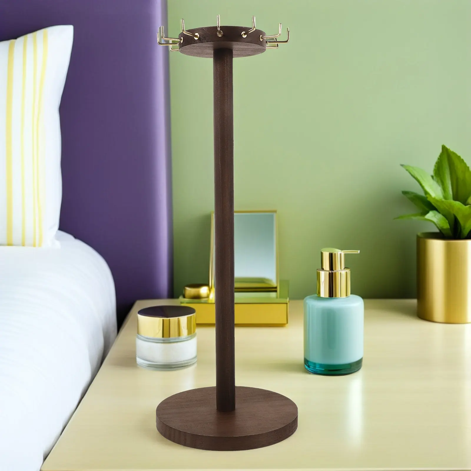 

Wooden Jewelry Organizer Stand Vintage Necklace Holder Display Tower Jewelry Display Rack for Countertop Bedroom Store