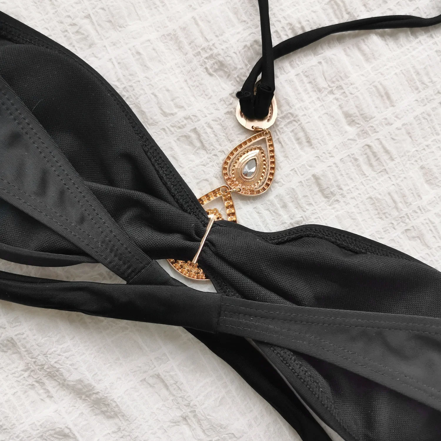 Luxus Strass Bikini 2025, Frauen Sexy Black Diamond Push Up Bandage Kreuz Hohe Taille Badeanzug Strand Badeanzüge Bademode