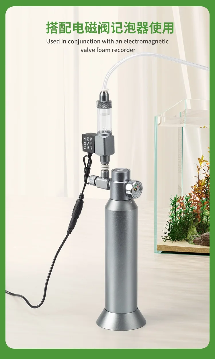 Aquarium DIY CO2-Regler Schnellanschluss-Magnetventil Blasenzähler Metallhülse Basis Fischbecken CO2-Druckminderer-Set – Detail 4