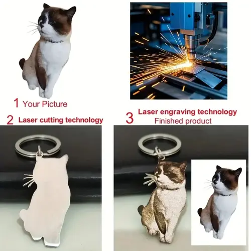Customized Engraved Cat Dog Photo Pet Portrait Pendant Key Chain Stainless Steel Personalized Family Jewelry Key Ring Gifts - Image 5