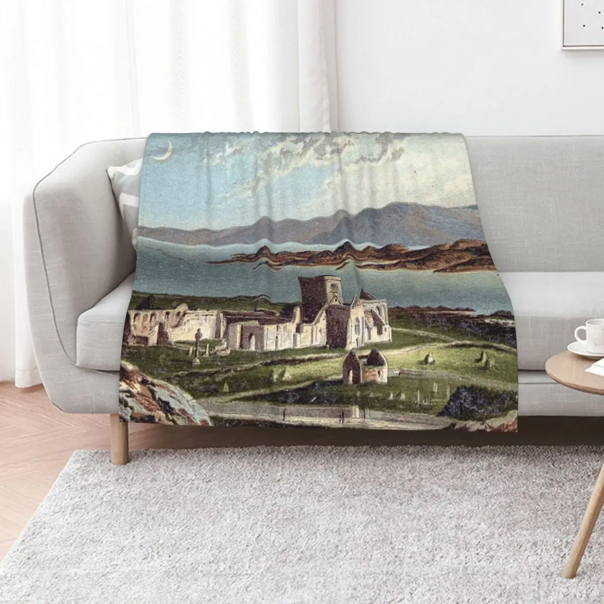 Vintage Illustration of Iona Abbey, Isle of Iona Throw Blanket Thins Decoratives Kid'S anime Summer Stuffeds Blankets