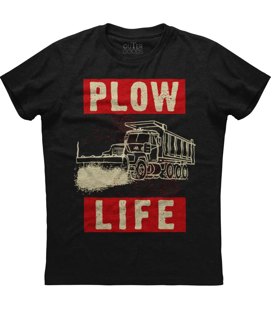 Plow Life Truck Engine Printed Mens Short Sleeve New Cotton Black T-shirtHigh quality 100% cottonAnime Graphic T-shirts for Men