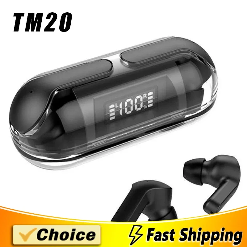 

WTS TM20 Transparent Charging Case Wireless Bluetooth Earphones Noise Canceling HD Stereo Music Headphones Sports Earbuds