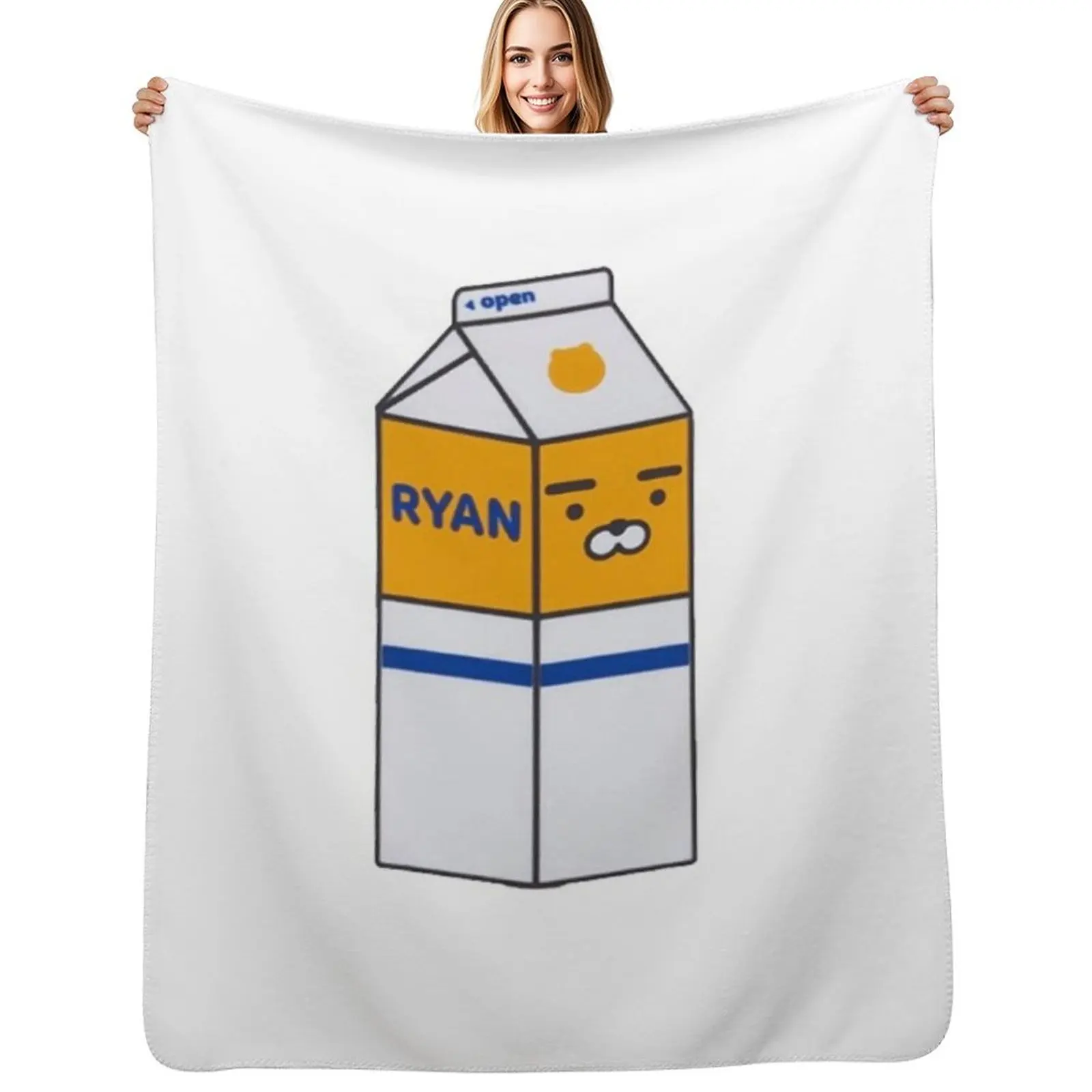 

APEACH Milk Carton Throw Blanket Faux Fur Soft Warm Blanket for Bed