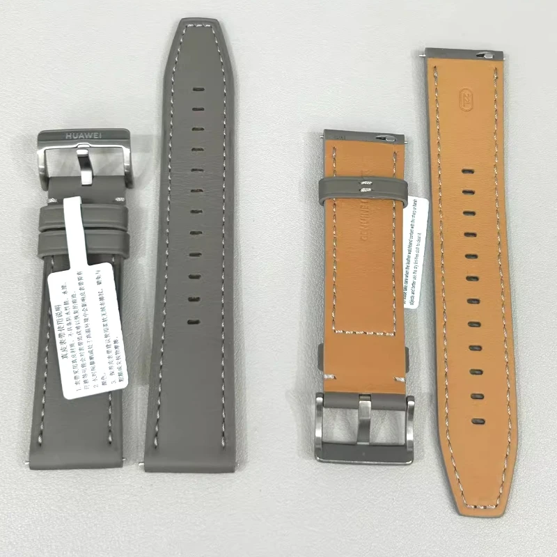 Huawei 100% Original 22mm Grey Cowhide Strap for WATCH GT4 46mm/WATCH 4/4Pro/Ultimate/Buds/WATCH 3Pro New/GT3 46mm