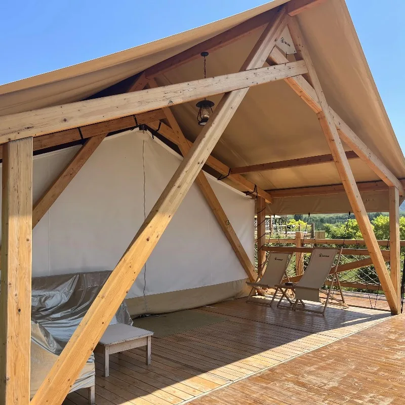 Wholesale 59m 57m Luxury Resort Lodge Eco Glamping Safari Tents Waterproof Fireproof Windproof 4-Person Capacity Custom