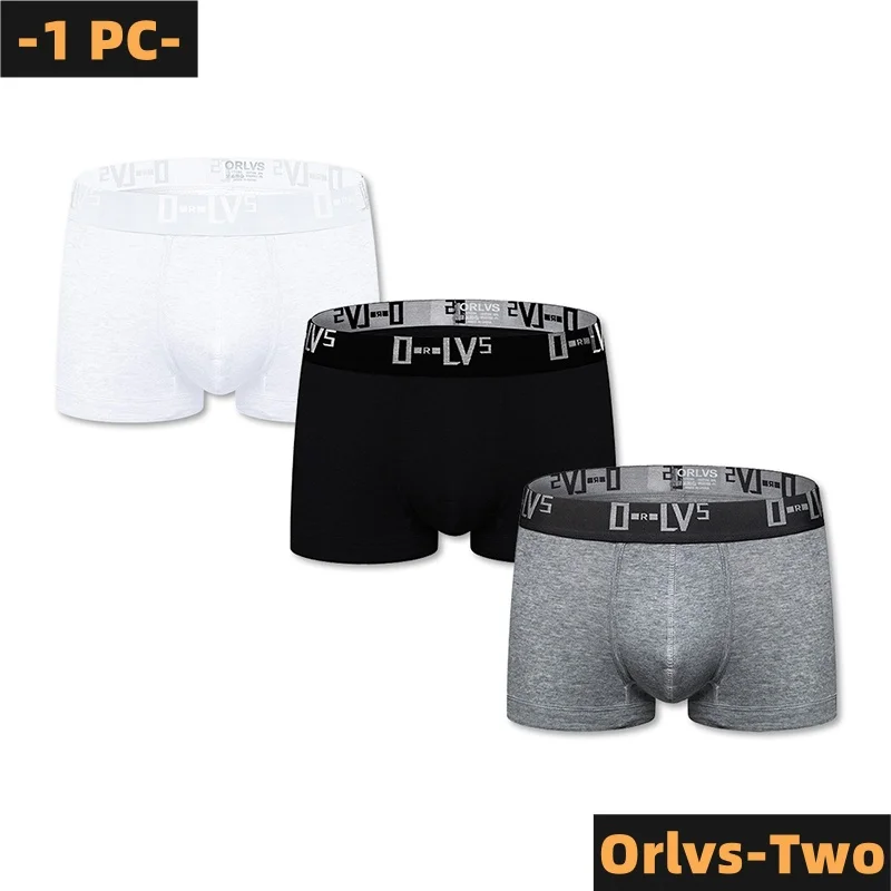 2024  Spring/Summer ORLVS Men's Underwear Cotton Sexy Sports Low Waist Exuding Comfortable Breathable Solid Color Simple Boxers