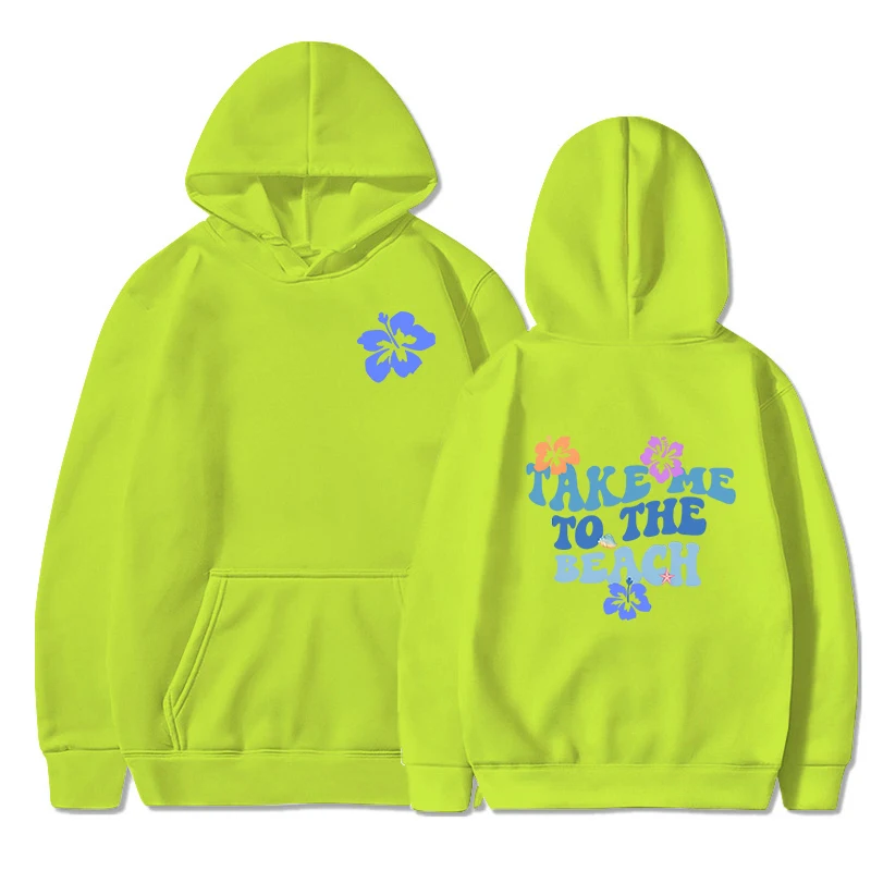 Take Me To The Beach Pullover Hoodie Floral Design Women Sweatshirt Graphic Ocean Beach Hoodie Hibiscus Graphic Casual Hoodies