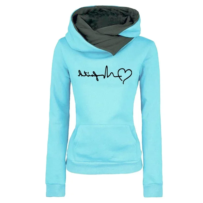 Quality Fashion Outdoors Autumn Winter Sports Women's Sweatshirts Versatile Hoodies Print Double Collar Pullovers Daily Clothing