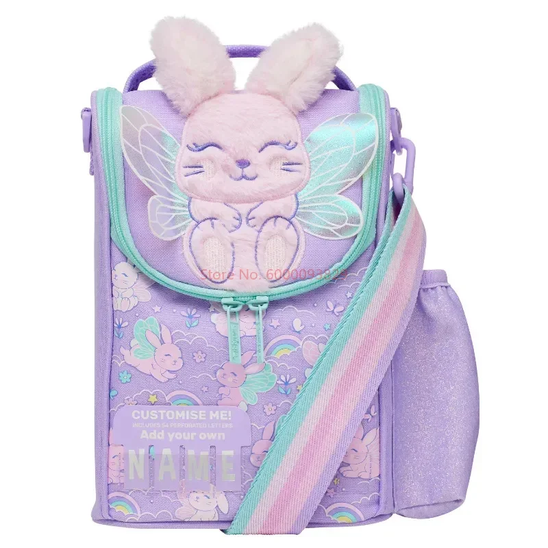 New Australian Smiggle School Bag Kawaii Purple Angel Rabbit Medium Children Backpack Water Cup Retractable Pen Bag Student Gift