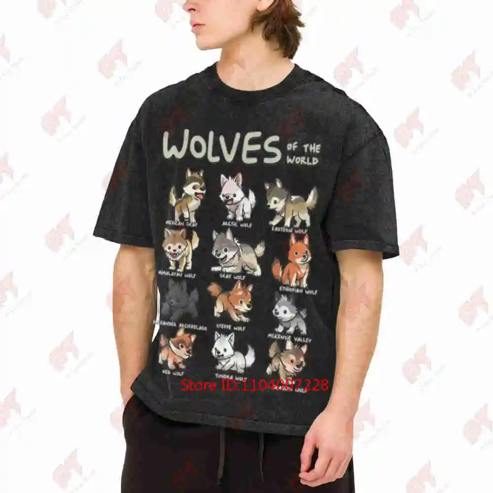 Wolf Lover Chibi Husky Akita Vintage Washed Tee Pure Cotton T-Shirt