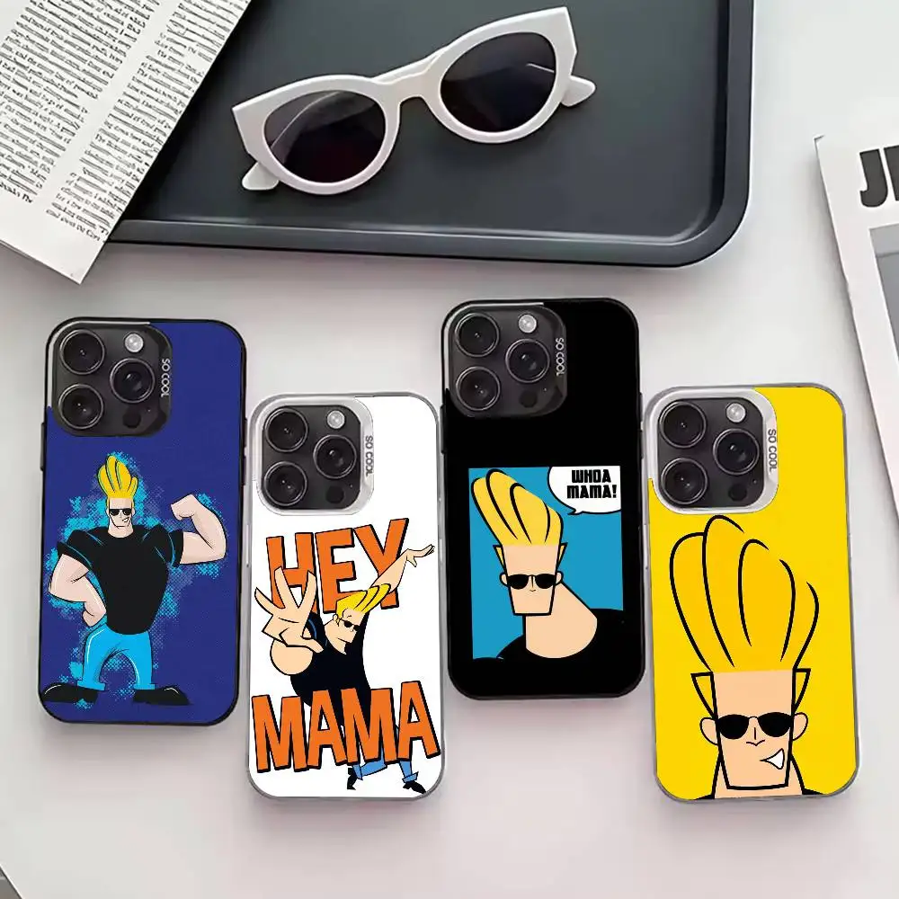 J-Johnny B-Bravo anime  Phone Case For iPhone 17,16,15,14,13,12,11 Plus,Pro Max,XS,Colored silver phone case