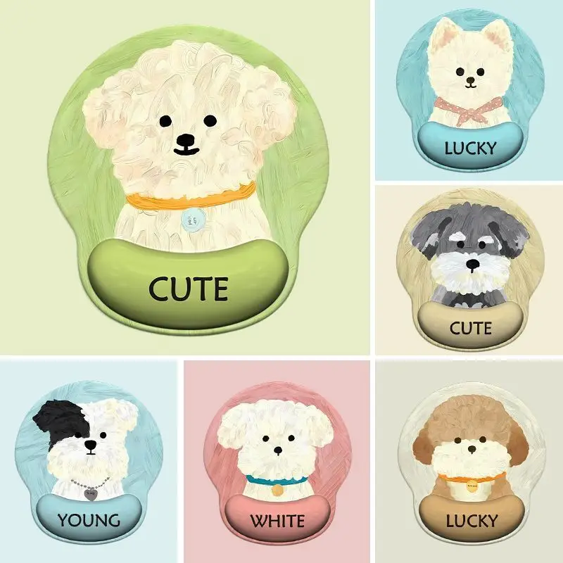 Puppy Wrist Rest Mouse Pad Soft And Comfortable Lycra + Memory Foam Filling 3D Contoured Grip Mousepad