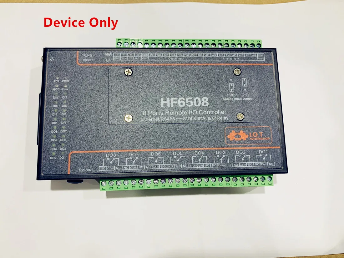 

8DI 8DO 8A 8 Way I/O Remote Controller Ethernet/RS485 8CH Remote Relay Ethernet/GPRS/WIFI Network Relay HF6508