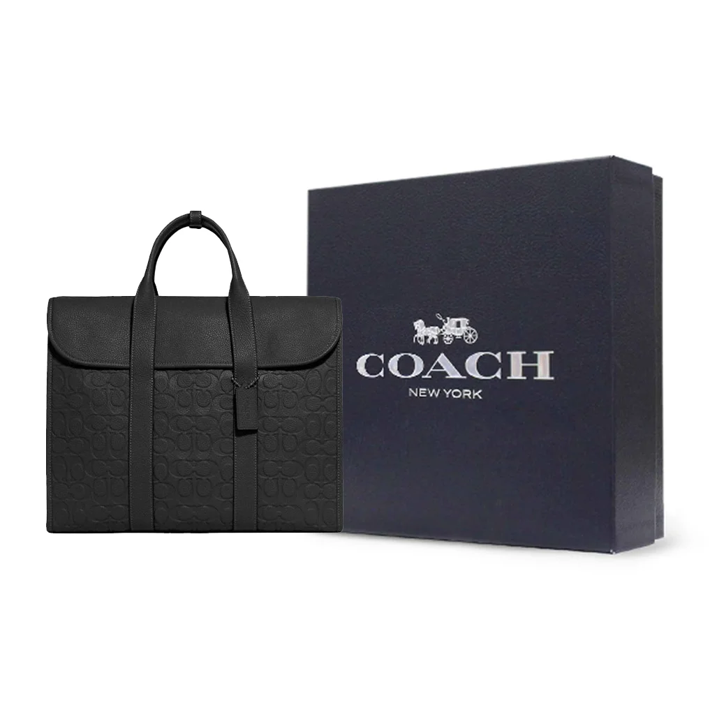COACH Gotham Leather Handbag, Crossbody Bag, Briefcase Large Men's Black C5320-BLK