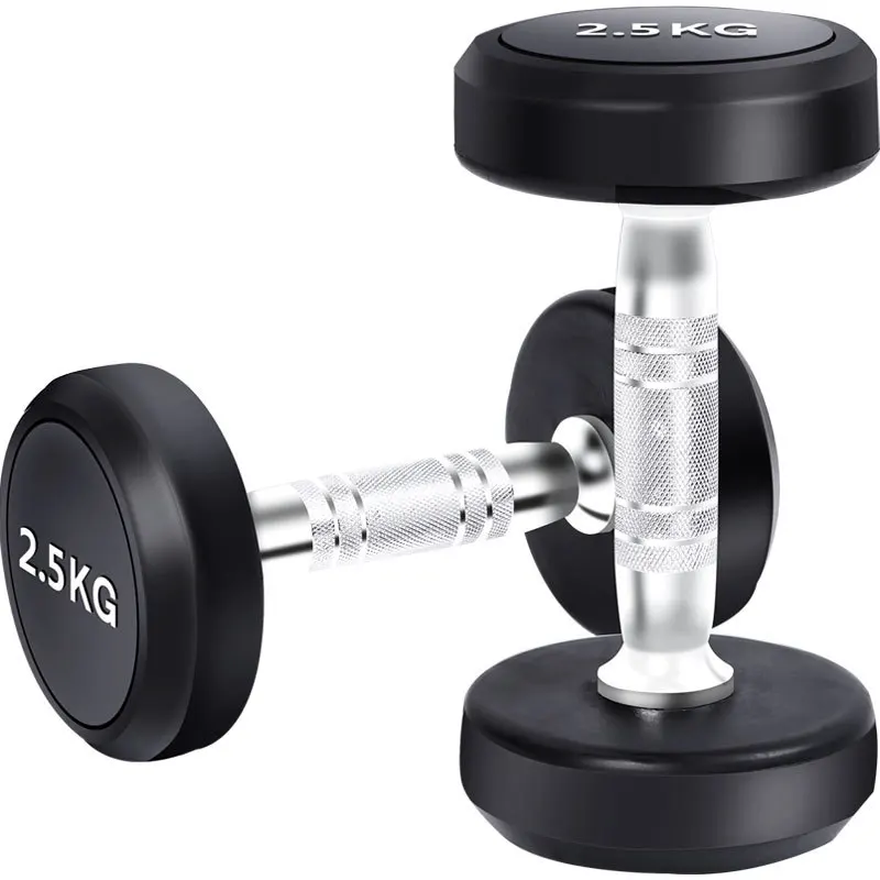 Cylindrical Gym Commercial Professional Custom Set Solid Steel High Quality Stainless Steel Dumbbells