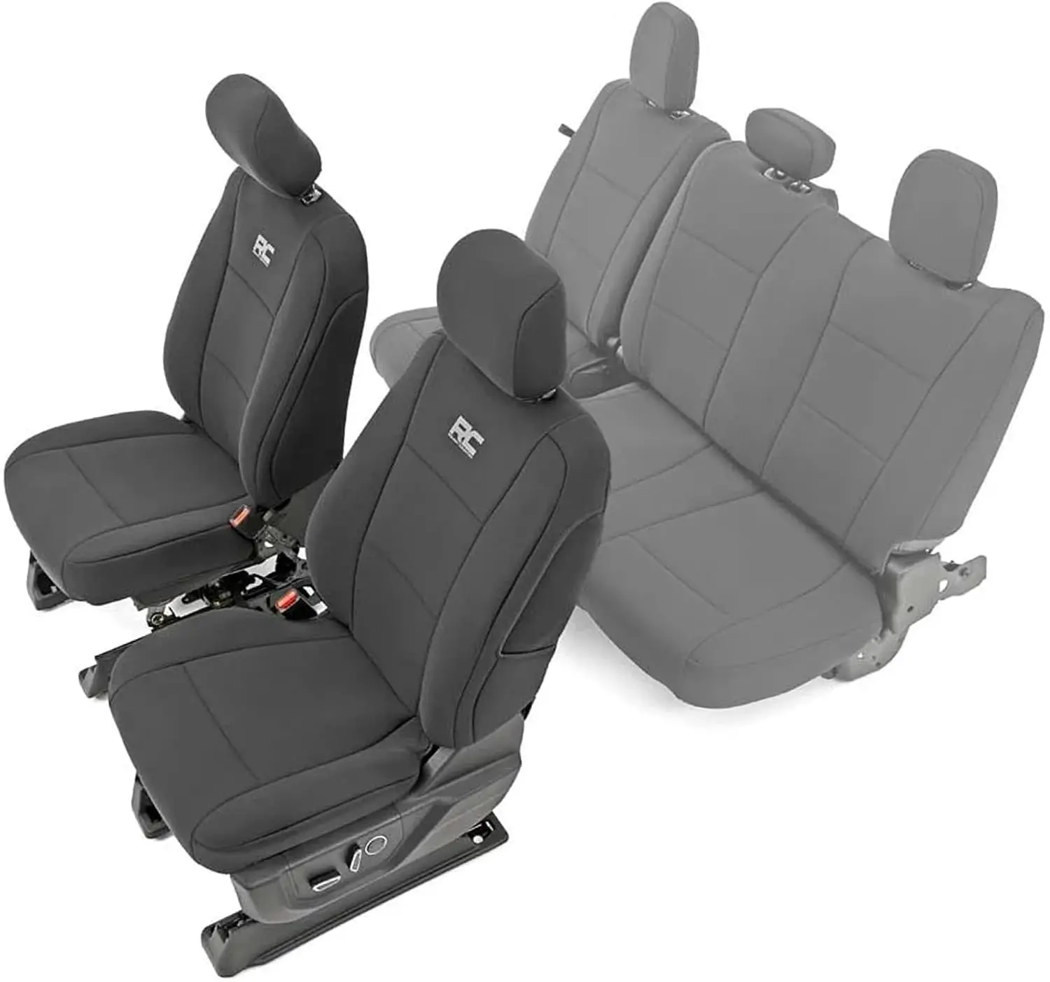 Neoprene Seat Covers for 15-22 F-150 |17-22 Super Duty - 91016,Black, Front