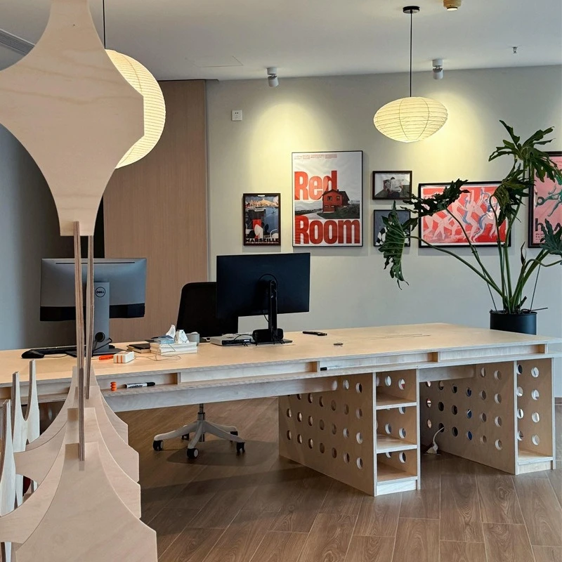 Modern birch ocean board large office computer desk workstation table hole board supervisor table with host box