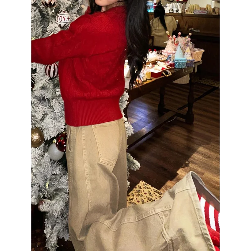 American Design Scimitar Jeans Women's Autumn and Winter New Loose Lazy and Relaxed Floor Pants