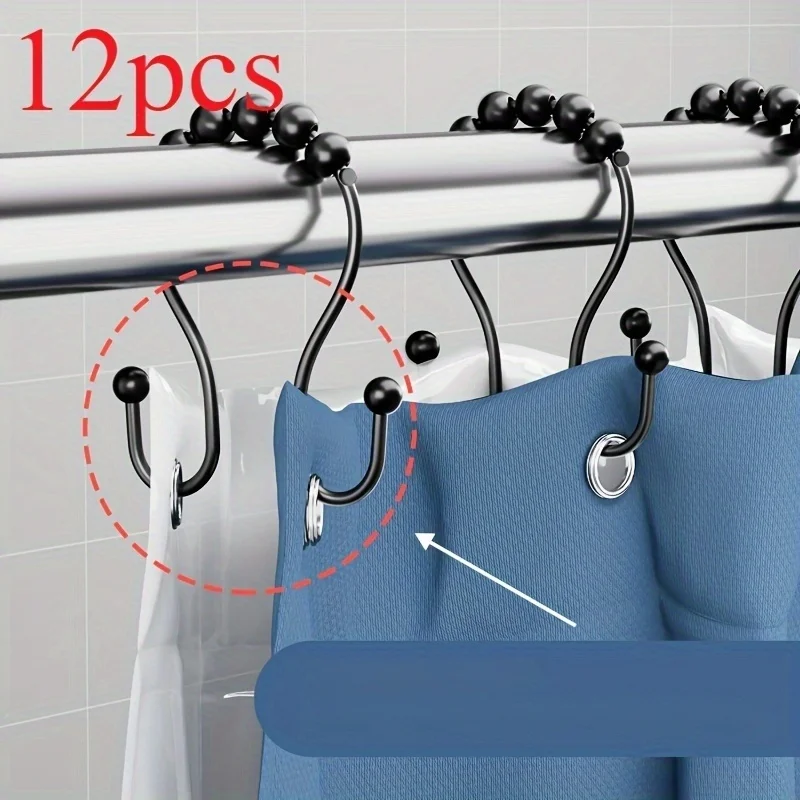 Double ear shower curtain hook Double hook curtain hook Shower curtain hanging ring Shower curtain accessories