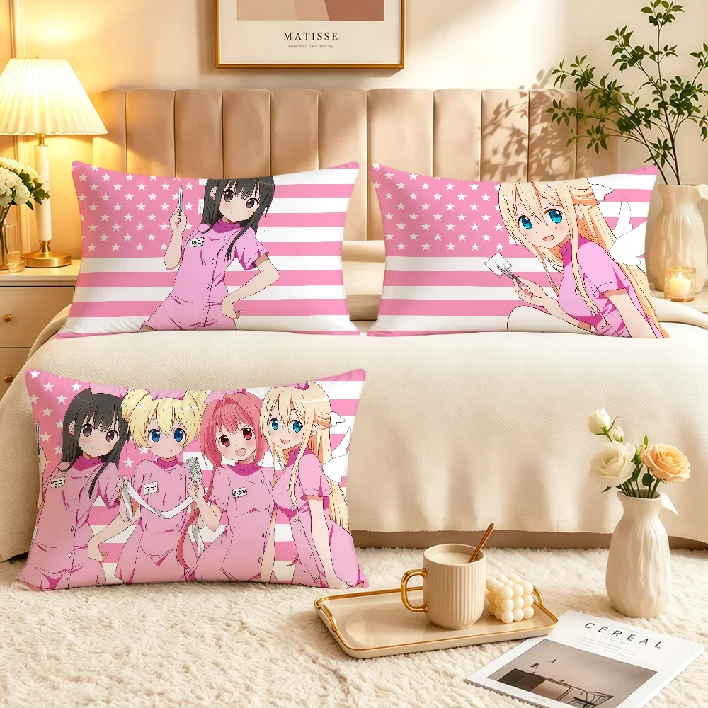 Anime Nurse Girl Moe Y2k Kawaii Cushion Cover Soft Rectangle Home Sofa Living Room Decor Dorm Bed Hogar Pillowcase Gift