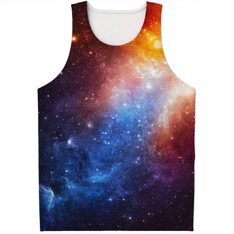 Summer New Space Galaxy 3D Print Tank Tops Men Women Oversized Fitness Gym Vest Harajuku Casual Sleeveless T Shirt Men Clothing