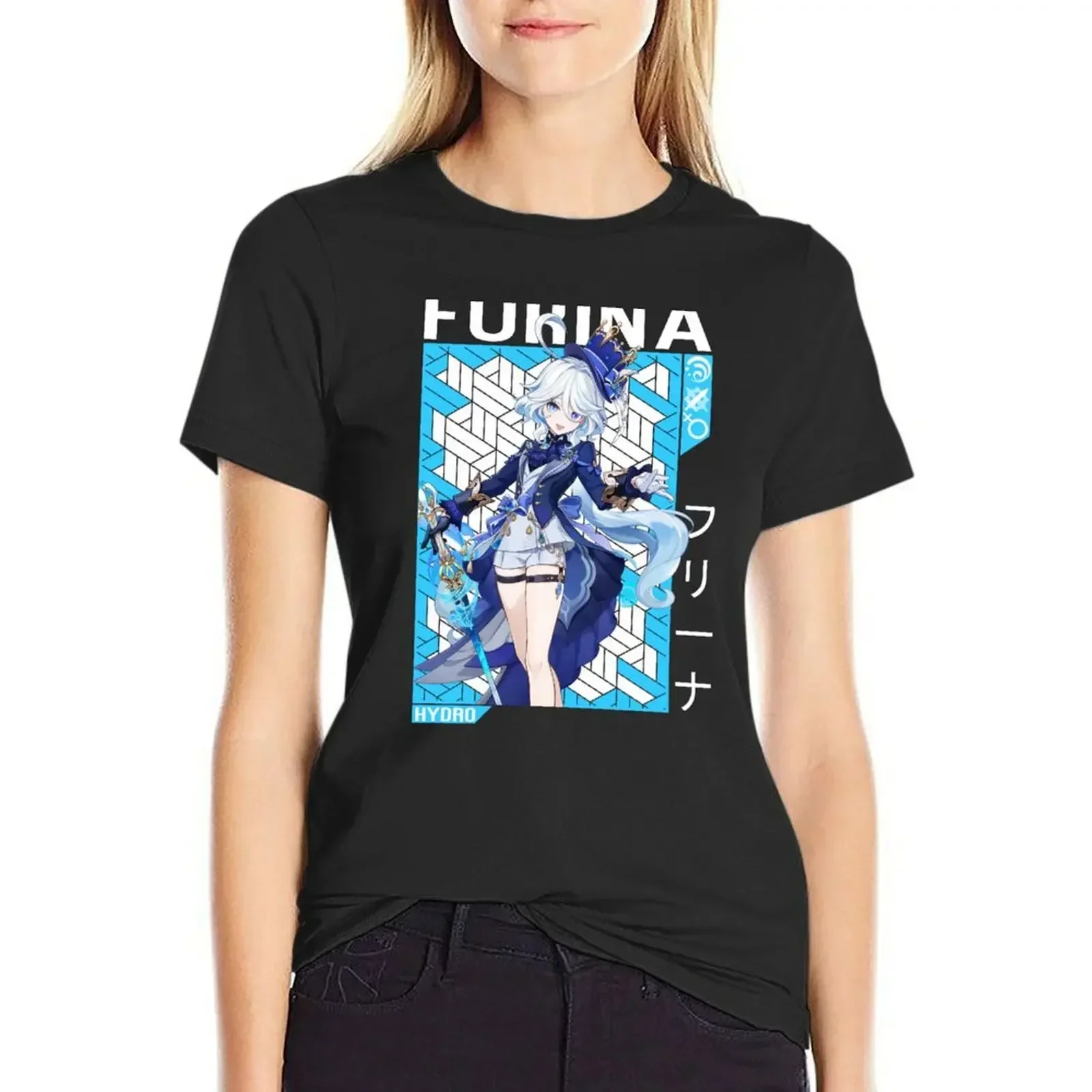 

Genshin Impact T-shirt Fashion Cute Furina Print Graphics Short Sleeve Tee Shirt for Women Harajuku 2024 Summer Y2k Clothing Top