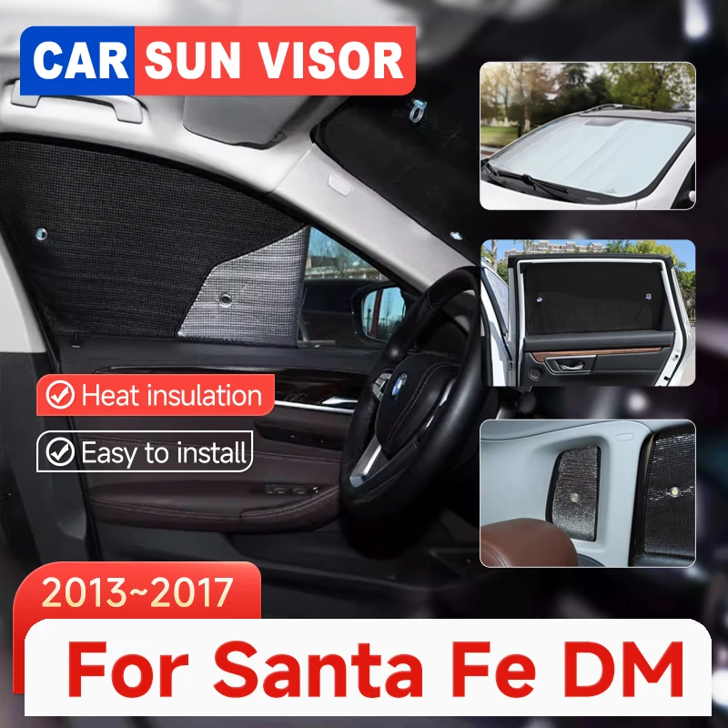 

Full Cover Sunshades For Hyundai Santa Fe DM 2013 2014 2015 2016 2017 Car Sun Window Visors Sun shade Sticker Covers Accessories