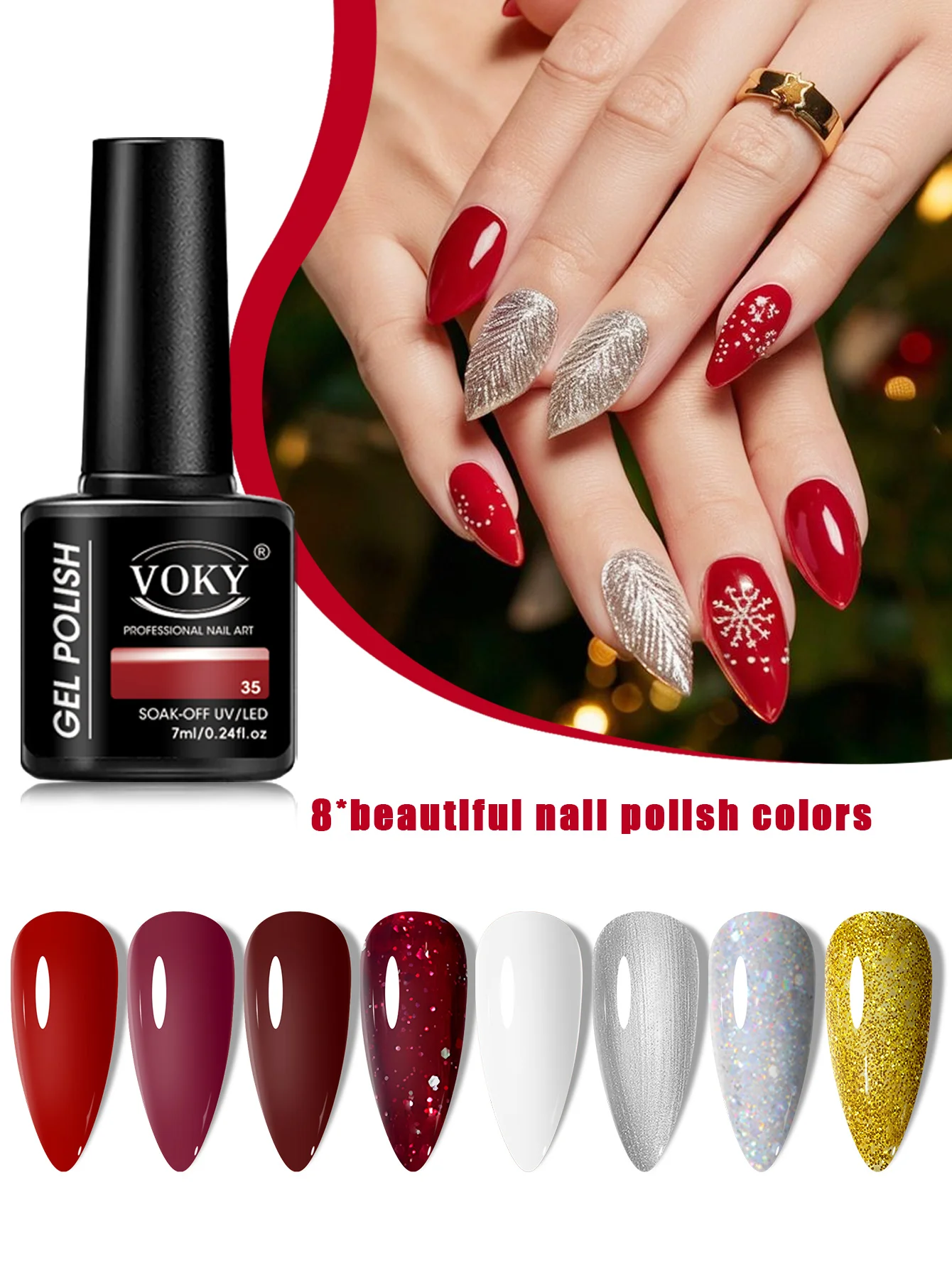 

8-piece gel nail polish set, suitable for women's manicure nail polish, with multiple color options and durable formula