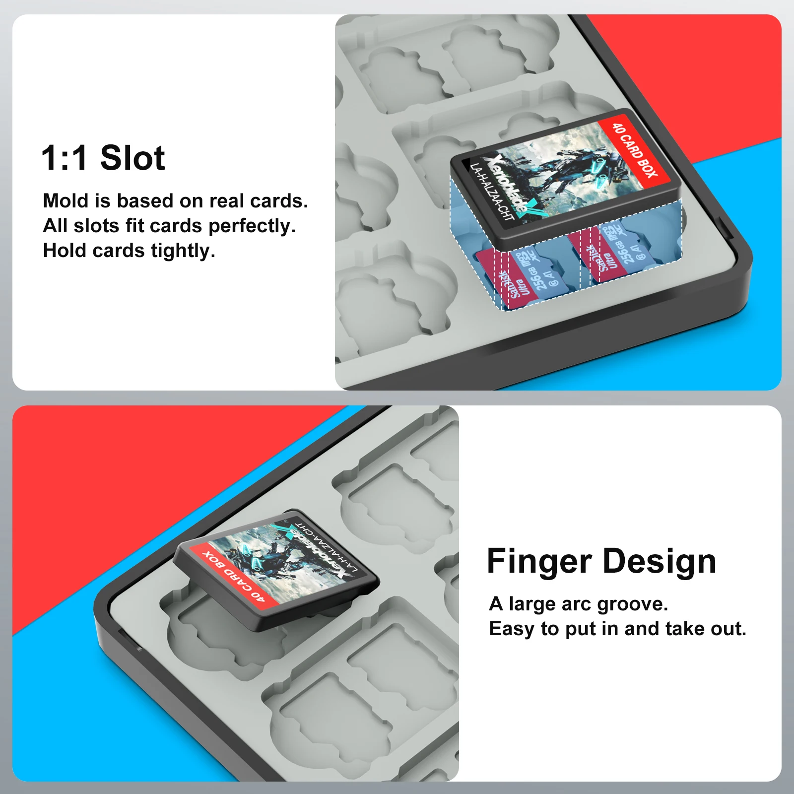 Custodia per schede di gioco per Switch 2, Switch OLED e Lite, supporto per memorie con 40 slot per schede di gioco e 80 slot per schede MicroSD._voghion.com