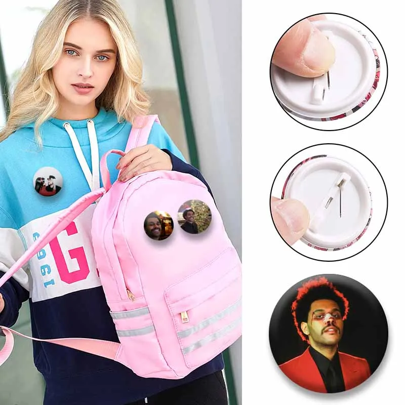 Pop Singer The Weeknd Coin Brooch Music Album Cover Enamel Pin Round Funny Snap-in Badge for Backpack Clothes Shoes Accessories