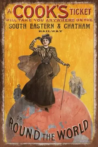 South Eastern Railway Cooks Travel Advert Aged Look Vintage Style Metal Sign sign