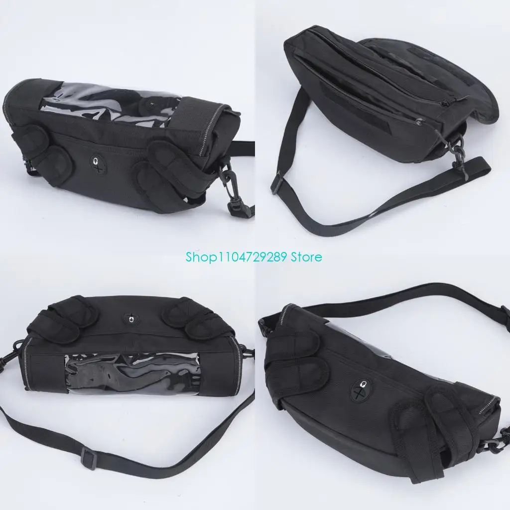 D8KE Motorcycle Phone Storage Bag for City Travel, Clear Navigation Viewing Panel with Flexible Fabric Body and Zippered Opening