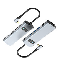 12-In-1 Hub Type C/M to PD USB3.0*3 Type C/F SD/TF RJ45 3.5mm Audio HD VGA Multiport USB C Hub with Display Support MST Function