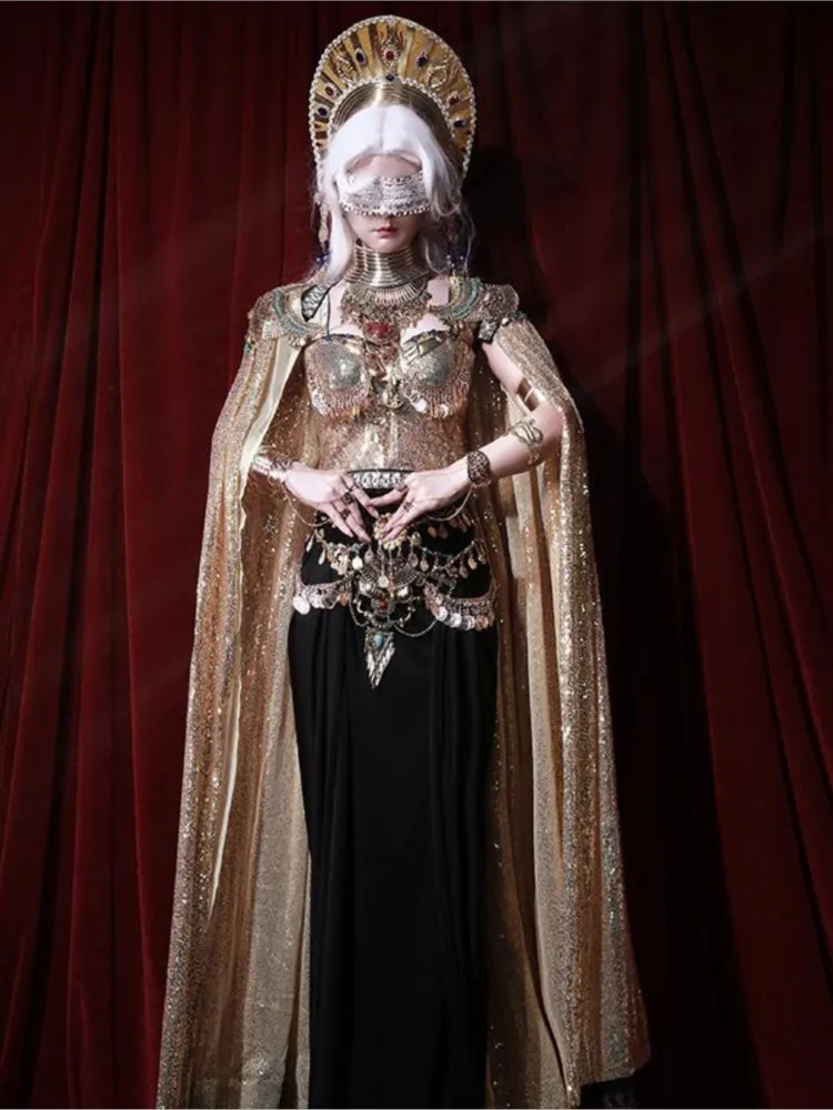 

Handcrafted theme cape slit skirt set for travel photography photo shoots and performance costumes