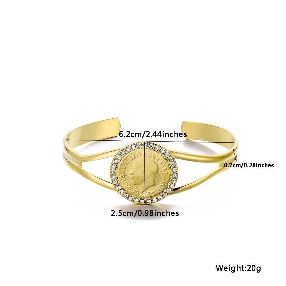 Ethlyn Fashion King George V of England Gold Color Coins Bangle Bracelet for Women Men Sovelin Sovereign Jewelry Gift  MY453