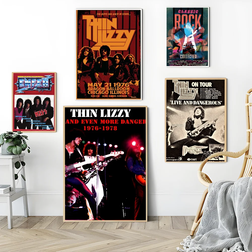 Classic Rapper Thin Lizzy Band Good Quality Prints and Posters Waterproof Paper Sticker Coffee House Bar Posters Wall Stickers