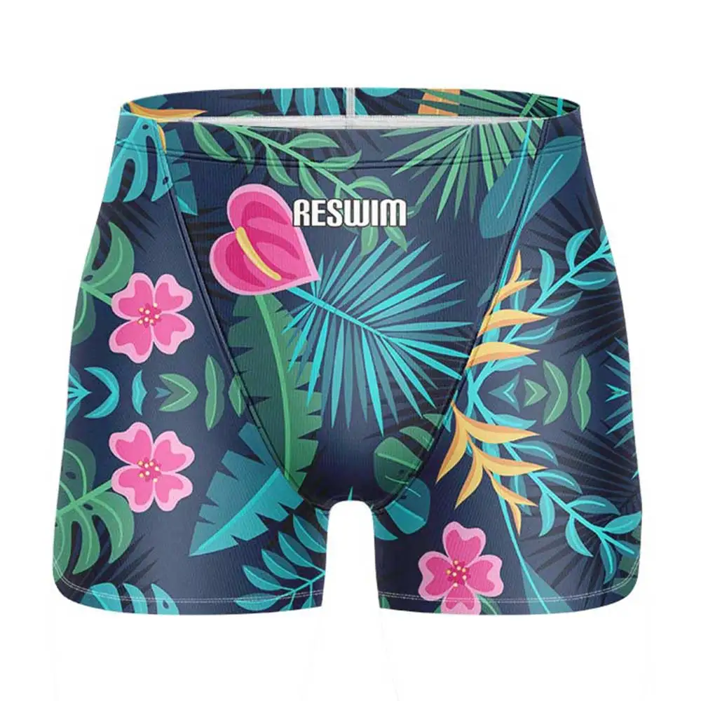 New Men's Swim Short Jammer Swimsuit Funny Endurance Athletic Training Beach Swimming Trunks Sports Summer Surfing Tights Shorts