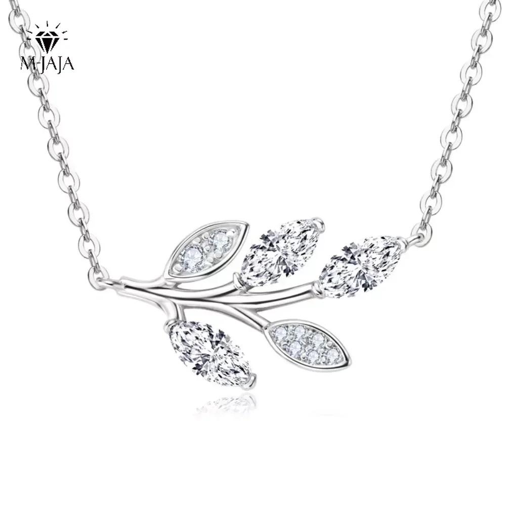 M-JAJA 6x3mm Marquise Cut Moissanite Leaf Pendant Diamond Necklace for Women Silver 925 Real Jewelry Engagement Wedding Gift