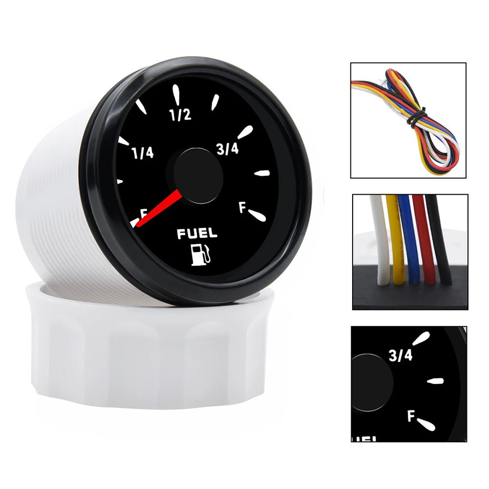 52mm Fuel Level Gauge + 100-500MM Fuel Float Sensor 0-190 ohm Oil Tank Meter Indicator With 7 Color Light For Car Yacht Marine