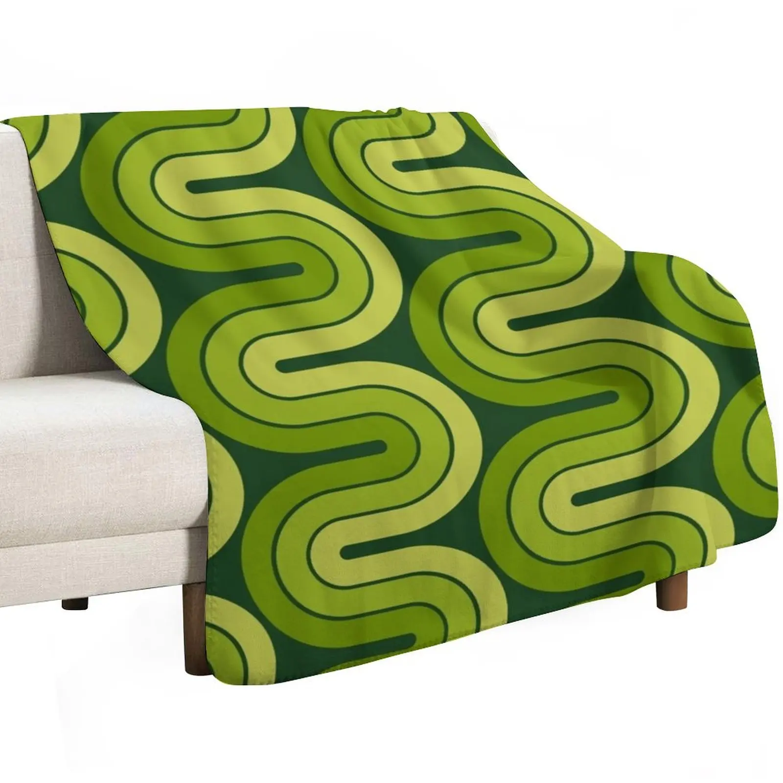 

Retro Geometric Gradated Design Avocado Green Throw Blanket Plaid Retros Flannels Sofa Throw Blankets