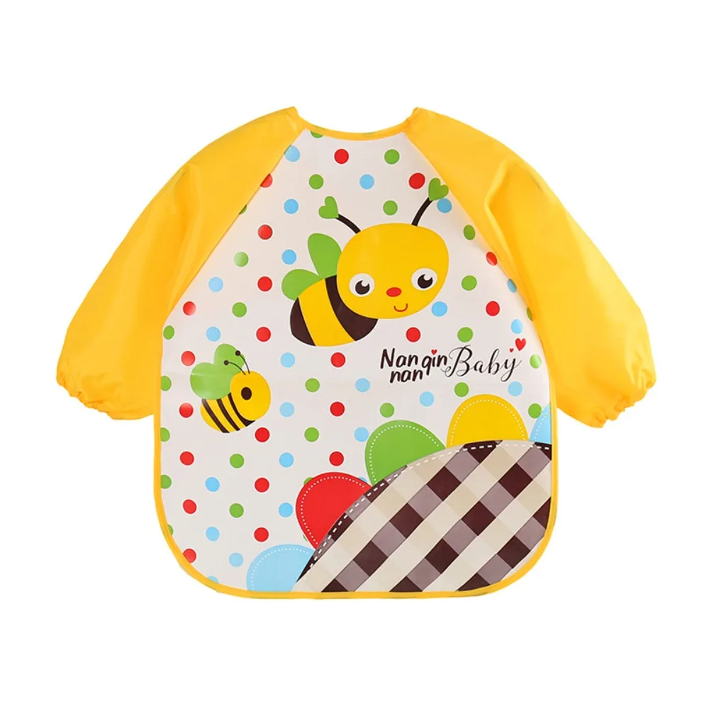

Waterproof 0-3 Years Anti-dirty Bib PEVA Washable Long Sleeve Strap Coat Cartoon Pattern Dirt Proof Feeding Burp Cloths Eating